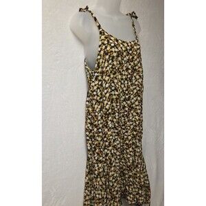 Floral Midi Y2K Dress Tie String  XL Shark Bite Hem Country Beach Cottage Core